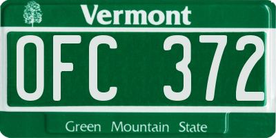 VT license plate OFC372