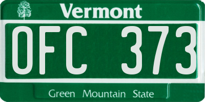 VT license plate OFC373