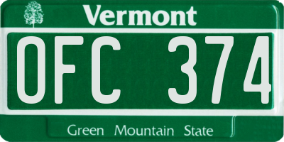 VT license plate OFC374