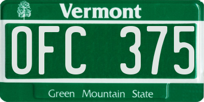 VT license plate OFC375