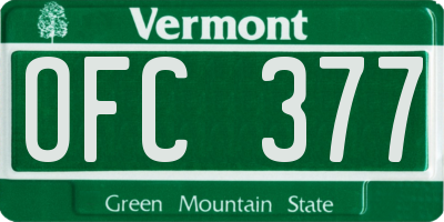 VT license plate OFC377