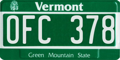 VT license plate OFC378