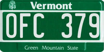 VT license plate OFC379