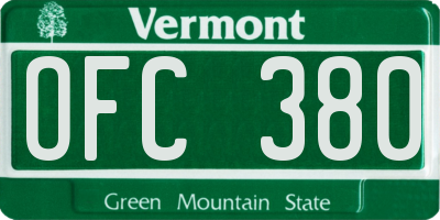 VT license plate OFC380