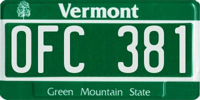 VT license plate OFC381