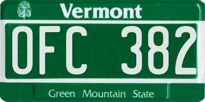 VT license plate OFC382