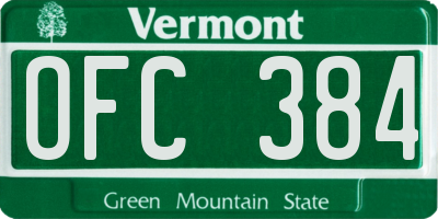 VT license plate OFC384