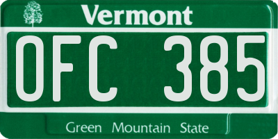VT license plate OFC385