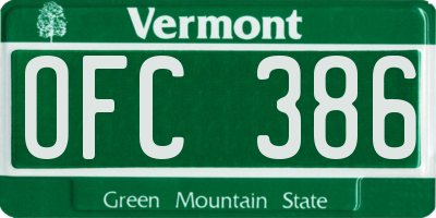 VT license plate OFC386