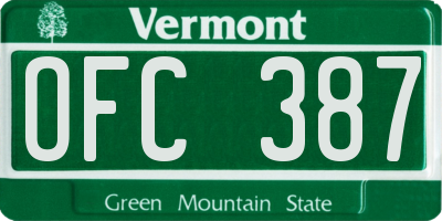 VT license plate OFC387