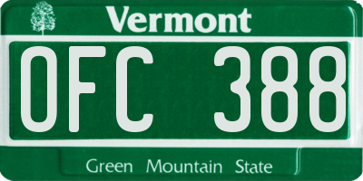 VT license plate OFC388