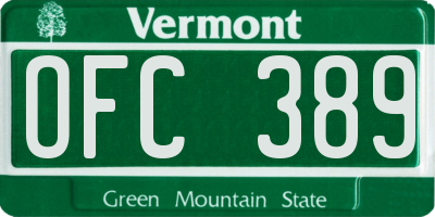 VT license plate OFC389