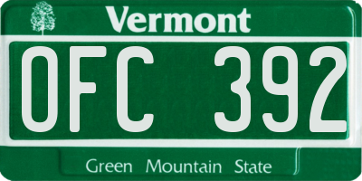 VT license plate OFC392