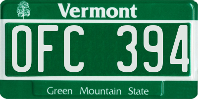 VT license plate OFC394