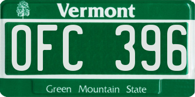 VT license plate OFC396