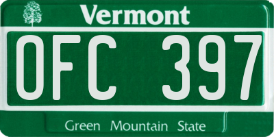VT license plate OFC397
