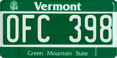 VT license plate OFC398