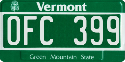 VT license plate OFC399