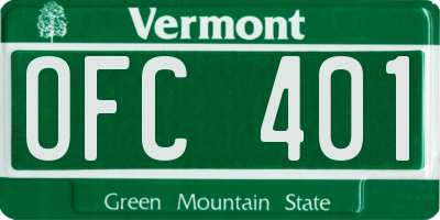VT license plate OFC401