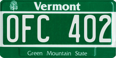 VT license plate OFC402
