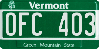 VT license plate OFC403