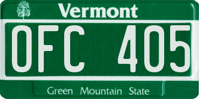 VT license plate OFC405