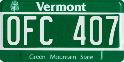 VT license plate OFC407