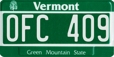 VT license plate OFC409