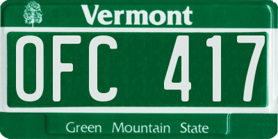 VT license plate OFC417