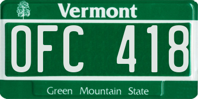 VT license plate OFC418