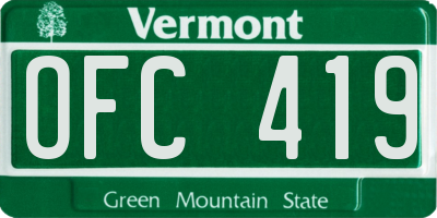 VT license plate OFC419