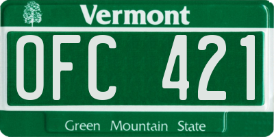 VT license plate OFC421