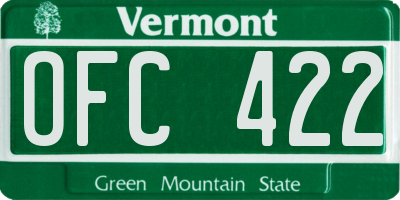 VT license plate OFC422