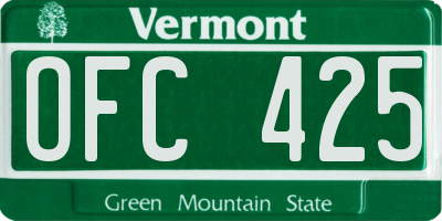 VT license plate OFC425