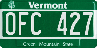 VT license plate OFC427