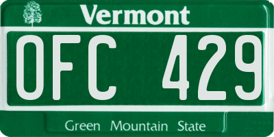 VT license plate OFC429