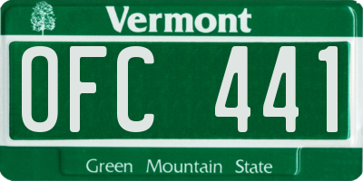 VT license plate OFC441