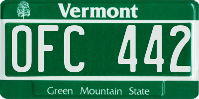 VT license plate OFC442
