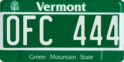 VT license plate OFC444