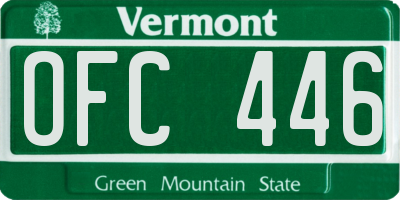 VT license plate OFC446