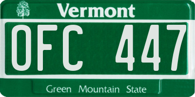 VT license plate OFC447
