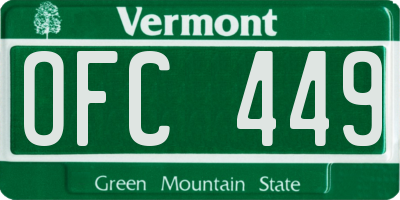 VT license plate OFC449