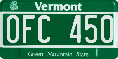 VT license plate OFC450
