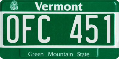 VT license plate OFC451