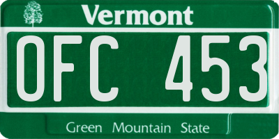 VT license plate OFC453