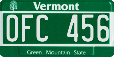 VT license plate OFC456