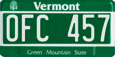 VT license plate OFC457