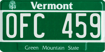 VT license plate OFC459