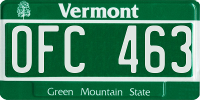 VT license plate OFC463