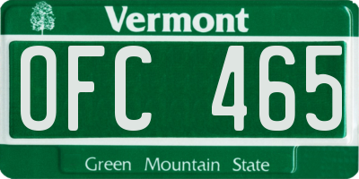 VT license plate OFC465